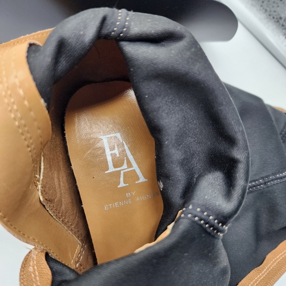 Etienne Aigner Historia Square Toe Heeled Sock Boots Size 6 - Picture 12 of 14